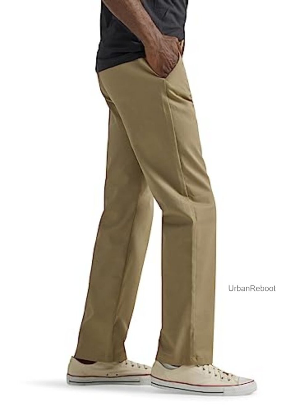 Men's Relaxed Fit Flat Front Straight Leg Pants Wrinkle Resistant Cotton Stretch - Picture 2 of 5